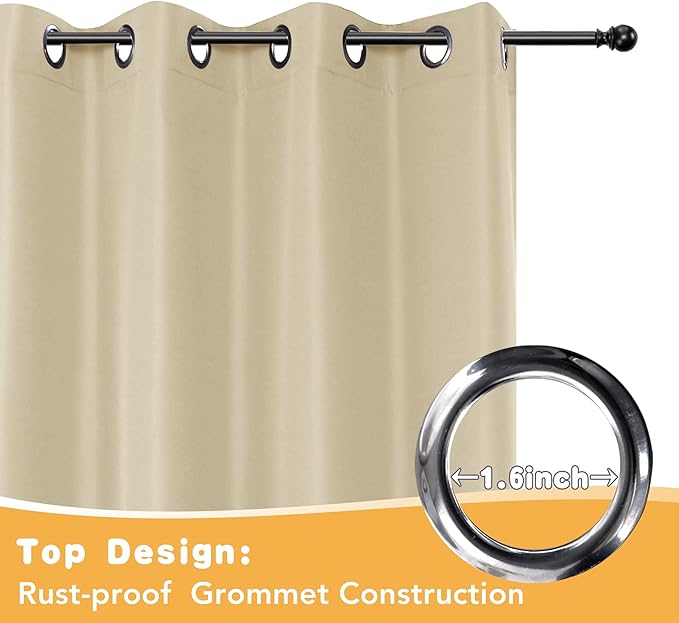 HolidayIdeas Outdoor Curtains for Patio Waterproof, 2 Panels - 54 x 95 Inch - Privacy Protection & Light Filtering Curtains Grommet Outside Curtains for Porch, Gazebo, Pergola, Backyard (Cream)