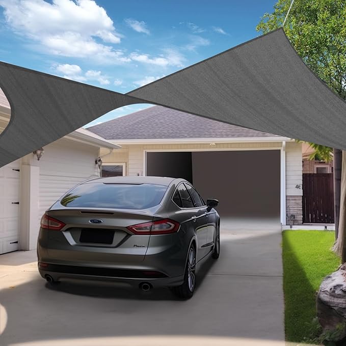 KANAGAWA Sun Shade Sail Curved 24'X24' Dark Grey Rectangle Outdoor Shade Cover UV Blovk Canopy for Patio Garden Backyard Heavy Duty Permeable 185GSM (We Make Custom Size)
