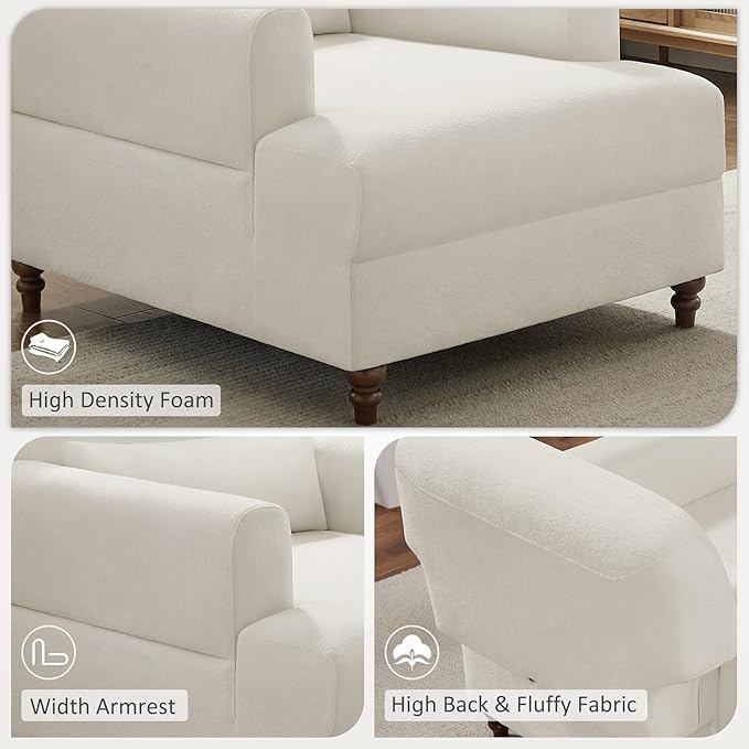 Oversized Chaise Lounge Accent Chair, Cloud Fluffy Chaise Sofa Recliner with Adjustable Backrest, Comfy Upholstered Sleeper Couch Bed, Modern Deep Seat Reading Armchair for Living Room, Movie, Bedroom