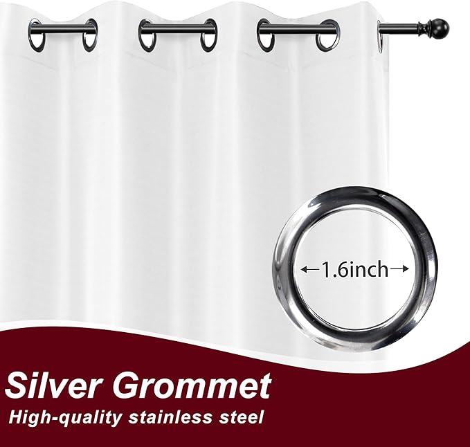 HolidayIdeas White Outdoor Curtains for Patio Waterproof 8 Pcs All Weather Balcony Grommet Top Outside Curtains for Apartments, Gazebo, Pergolas, Porch, 54x84 Inch