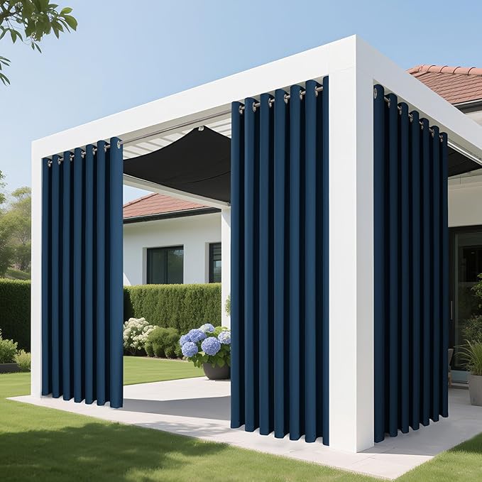 Joydeco Blackout Patio Sliding Door Curtains 96 Inches Long, Grommet Privacy Room Divider Curtains, Extra Wide Thermal Blackout Drapes for Bedroom Living Room (Navy Blue, 60Wx96L, 1 Panel)