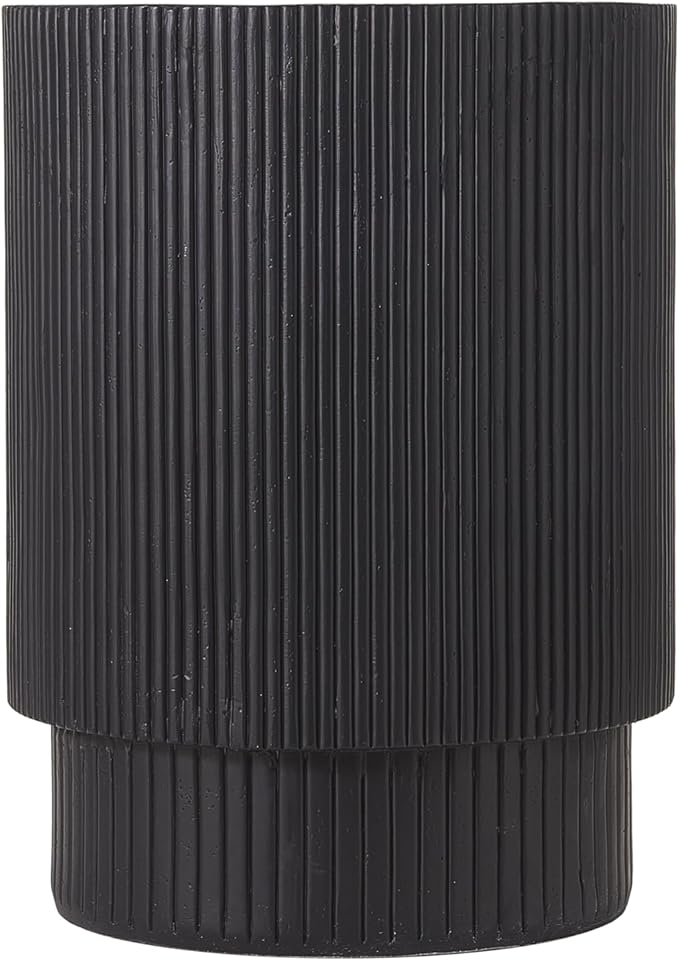Christopher Knight Home Parson Patio Lightweight Concrete Round Coffee Table, Indoor and Outdoor Table for Garden/Backyard/Poolside/Balcony Cafeteria, MGO Outdoor Side Table with No Assembly, Black