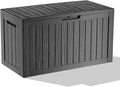 90 Gallon Waterproof Resin Deck Box, UV Resistant Outdoor Storage for Garden, Patio, Porch, Delivery（Black，90 Gallon）