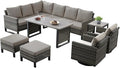 Belord Patio Sectional Furniture Set with Coffee Table: 8 Pieces Wicker Patio Conversation Set with L Shaped Sofa, Outdoor Swivel Glider Rocker, Rattan Ottomans, Removable
