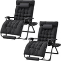 Homall Oversized Zero Gravity Chair, Set of 2 Recliner Lounge Chair with Removable Soft Cushion and Cup Holder, Adjustable Anti Gravity Chair Folding Patio Chairs Padded for Indoor and Outdoor (Black)