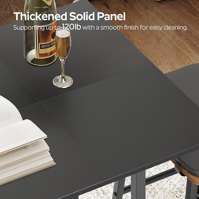 Bar Table, Kitchen Dining Table, Bar Counter Height Table, Pub Color Matching Breakfast Table, for Dining Room, Tavern, Coffee Corner, Party, Black BT02BB