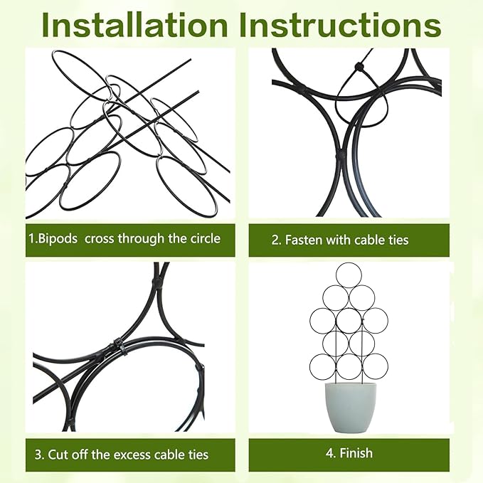 Trellis for Climbing Plants Indoor,4 Pack Stackable Garden Trellis for Potted Plant Support, 15.7 Inch Small Houseplant Metal Wire Trellis for Vine Ivy Rose Plant Trellis (Black)
