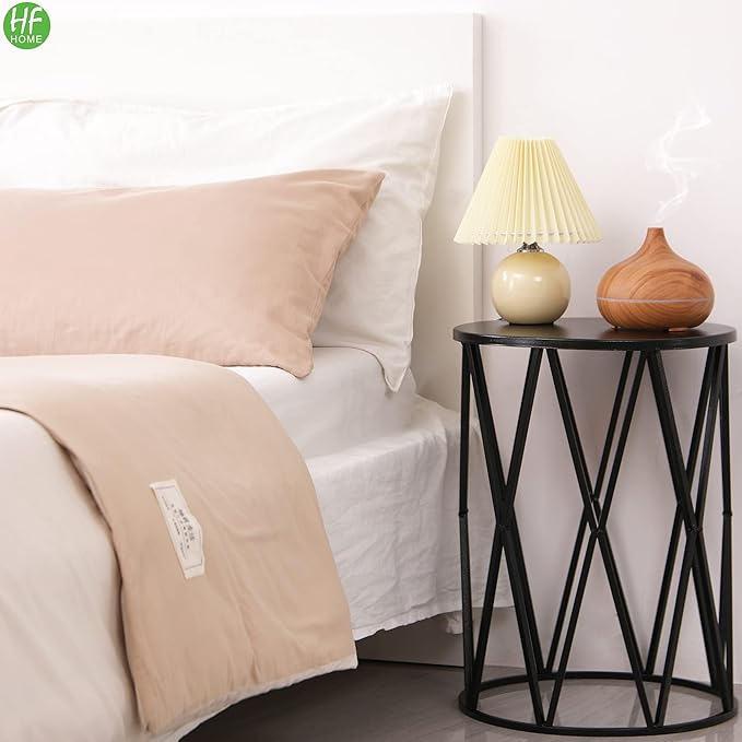 Nesting Round Metal Indoor Coffee End Tables, Set of 3 Modern Farmhouse Nightstands Decor Sofa Side Tables Plant Stand for Living Room Balcony Home Garden Stool Patio Outdoor- Black