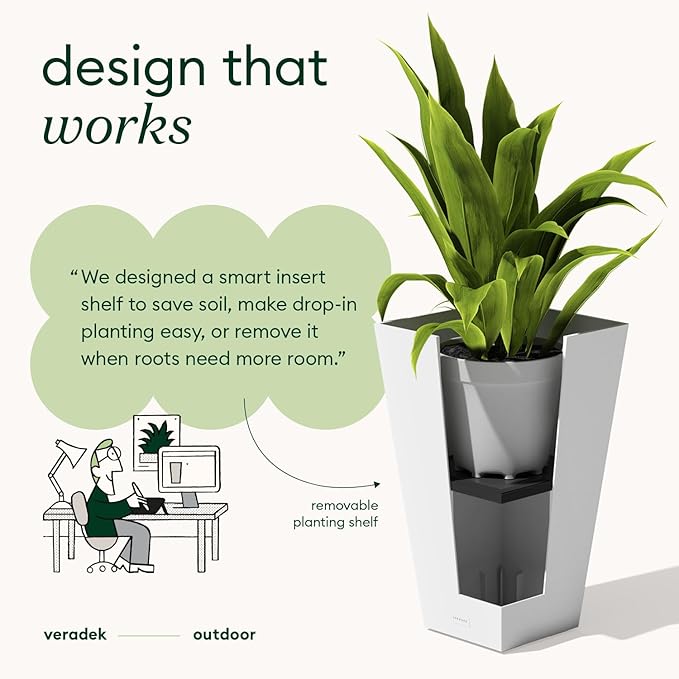 Veradek V-Resin Indoor/Outdoor Taper Planter (26 inch, White)