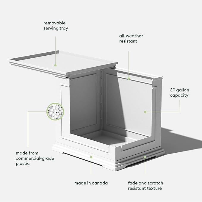 Veradek Brixton Tray Table - 2-in-1 Outdoor Side Table with Storage and Tray for Patio/Porch | Durable All-Weather Resistant | Classic & Functional