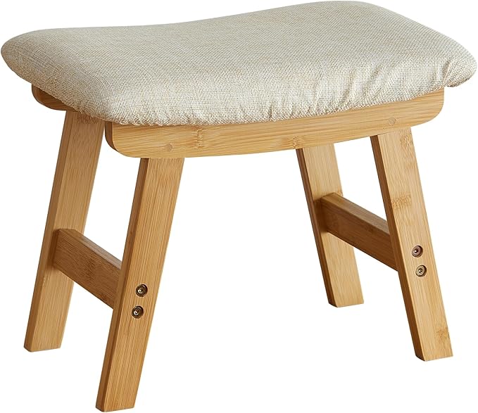 Foot Stools Ottoman, Small Foot Stool Ottoman, and Footstool, Wooden Foot Stool, Sofa Footrest Extra Seating for Living Room Entryway Office