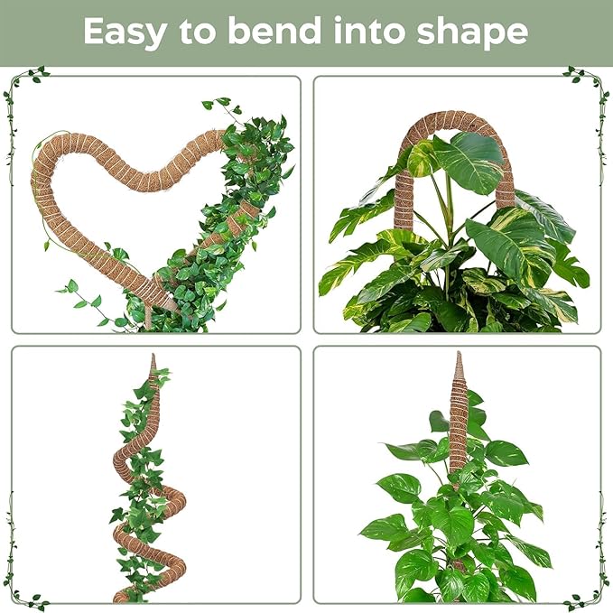2 Pack 48'' Bendable Moss Pole Monstera Plant Support for Climbing Indoor Plants - Stakes for Potted Climbers - Tall Sticks Indoor Trellis for Houseplants - Accessories for Monstera Pot