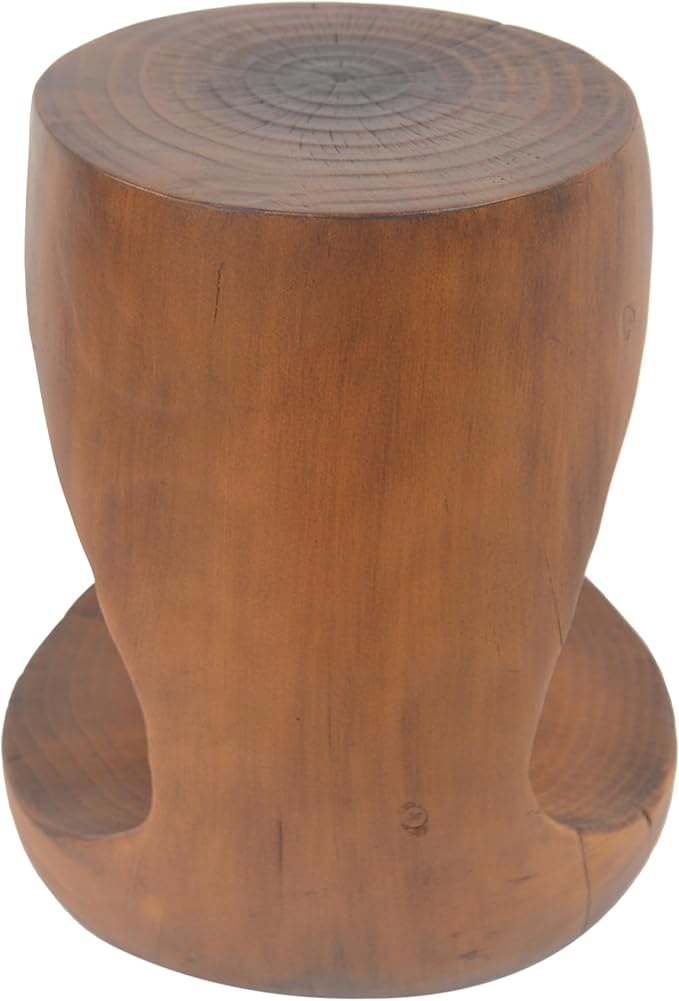 Christopher Knight Home Novi Outdoor Side Table, Hollow Round-shaped Decorative Accent Side End Table, Garden Stool for Patio Balcony Beach Pool, Lightweight Concrete, Wood-Like Texture, Antique Brown