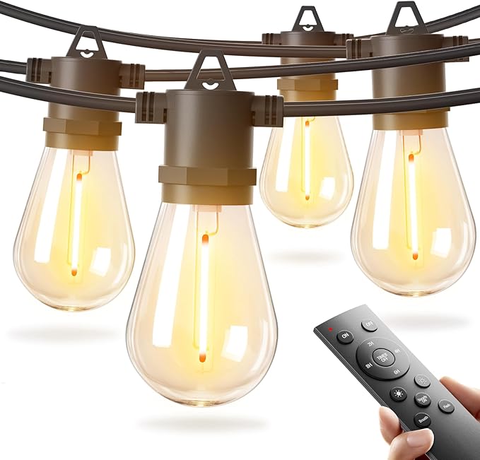 addlon 200FT(4-Pack*50FT) LED Outdoor String Lights with Edison Shatterproof Bulbs, Heavy-Duty and Weatherproof Strand, Commercial Grade Patio Lights, Decorative for Garden or Patio, Black