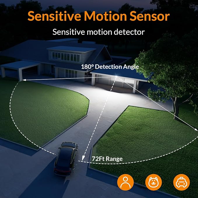 LEPOWER LED Security Light Motion Sensor Light Outdoor, 38W 4200LM Motion Security Light, 5500K, IP65 Waterproof, 3 Head Motion Detected Flood Light for Garage, Yard, Porch (Brown)