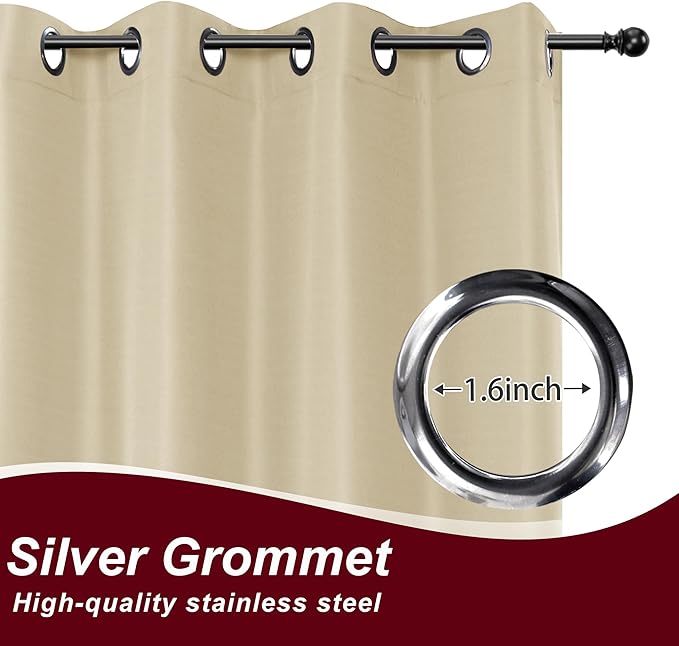 HolidayIdeas Grommet Outdoor Curtains for Patio Waterproof 8 Pcs All Weather Balcony Outside Curtains for Apartments, Gazebo, Pergolas, Porch, 54x120 Inch, Cream