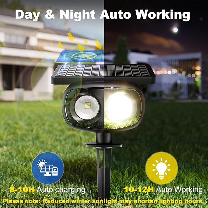 Solar Spot Lights Outdoor Waterproof IP68, RGB Colors Changing Solar Lights with 4 Lighting Modes, Solar Powered Lights Outdoor for Garden Yard Outside Landscape (2Pack)