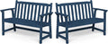 Ciokea 48" Outdoor Bench Set of 2, HDPE Weatherproof Garden Bench, 2-Person Memorial Benches with 550 Lbs, Waterproof Patio Porch Benches for Outside Business Deck Office Backyard Balcony, Navy Blue