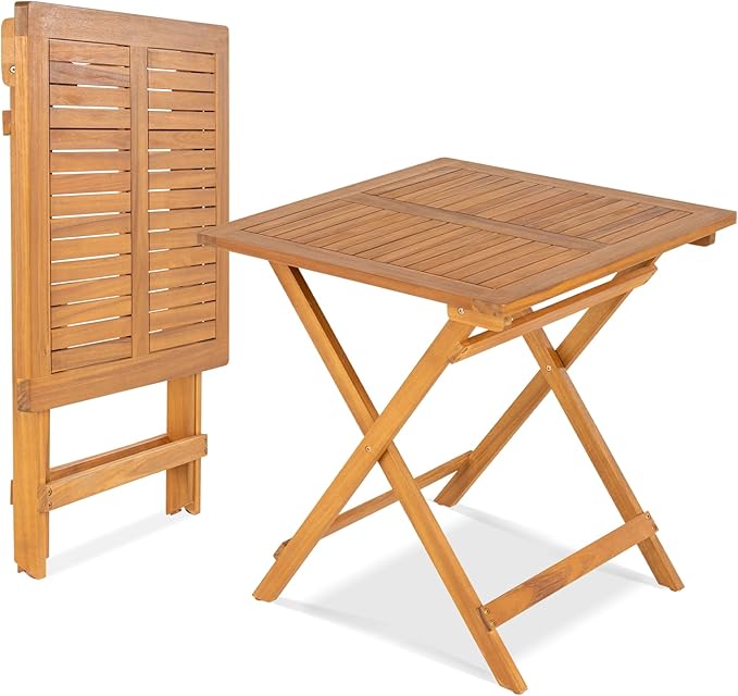 IDZO Legolas FSC Acacia Wooden Folding Table, Heavy Duty 270lbs Capacity, Elegant & Rustic Design for Garden, Backyard, Porch, Patio, Easy Assembly