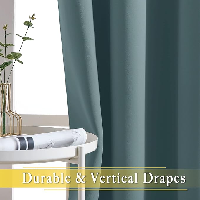 NICETOWN Blackout Curtain for Sliding Door, Patio Door Curtains, Grommet Thermal Insulated Room Divider Curtain Drape for Living Room/Bedroom (Greyish Blue, W80 x L84, 1 Panel)