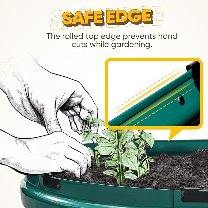 KING BIRD Raised Garden Bed Kit 2025 Upgraded Quick-Setup Galvanized Planter Garden Box Outdoor for Gardening, Vegetables, Flowers, 74x36x12 in, Green