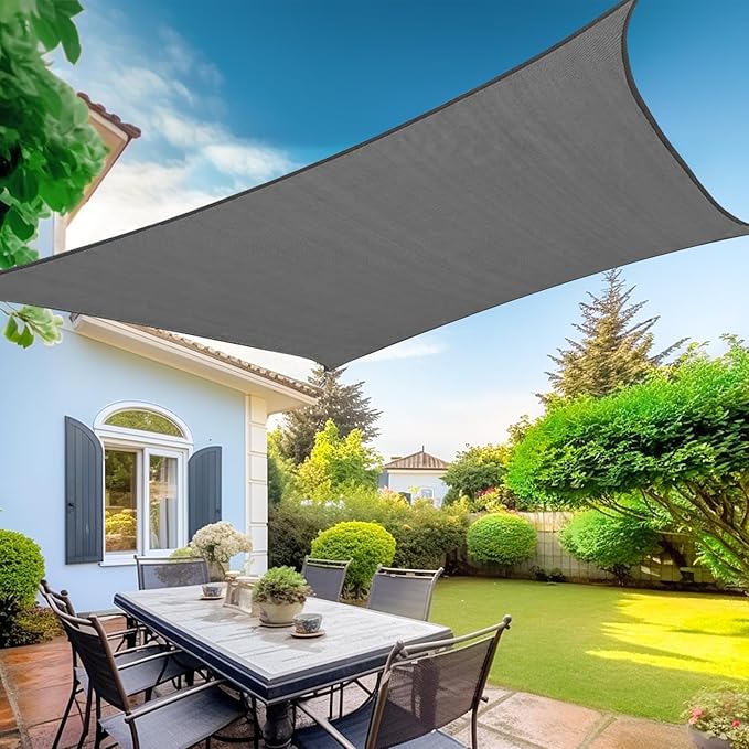 KANAGAWA Sun Shade Sail Curved 20'X26' Dark Gray Rectangle Outdoor Shade Cover UV Blovk Canopy for Patio Garden Backyard Heavy Duty Permeable 185GSM (We Make Custom Size)