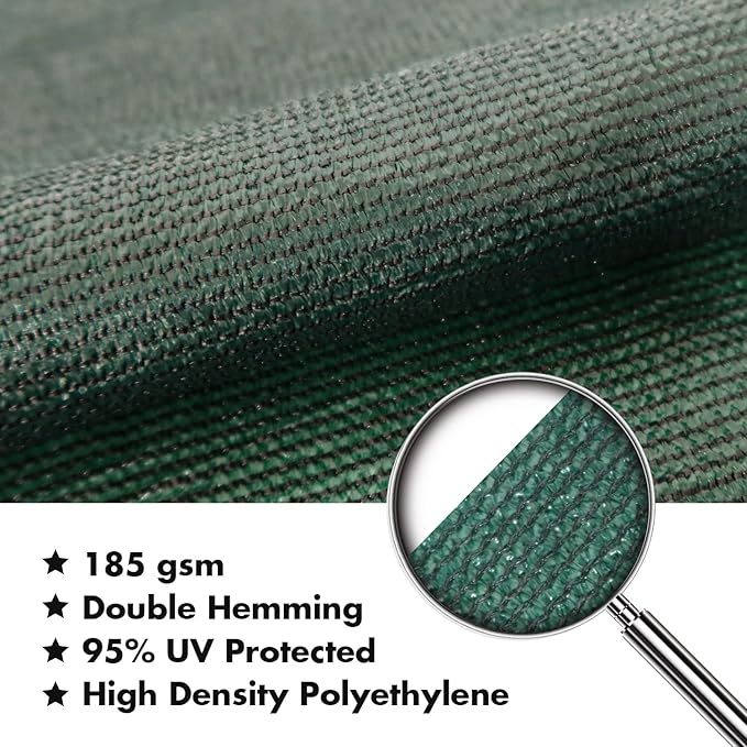 KANAGAWA 16'X16' Dark Green Custom Size Sun Shade Sail Square UV Block Canopy Cover for Patio Backyard Lawn Garden Outdoor (Customized Available)