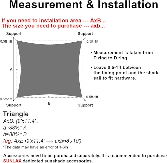 SUNLAX Sun Shade Sail 13' x 16' Sand Rectangle Canopy Sail Shade Cover UV Block Permeable Sunshade Outdoor for Patio Backyard Deck Pergola (We Make Custom Size)