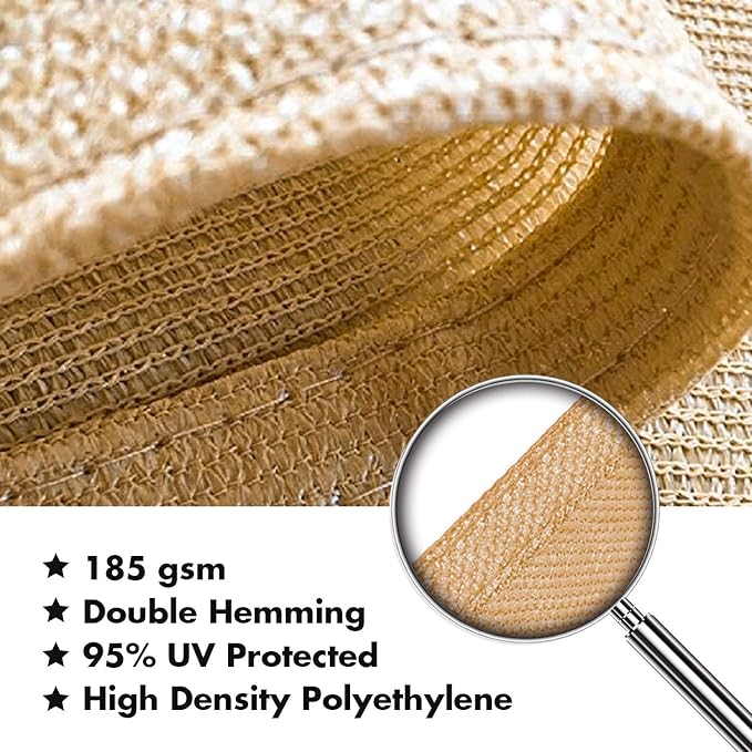KANAGAWA Sun Shade Sail 12'x16' Sand Rectangle UV Block Canopy Awning Shelter Fabric Cloth Screen for Outdoor Patio Garden Backyard Activities