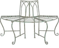 SAFAVIEH Outdoor Furniture Collection – Abia Antique Dark Green Distressed Wrought Iron 50-Inch Curved Tree Bench, Garden & Patio Seating (PAT5018D)