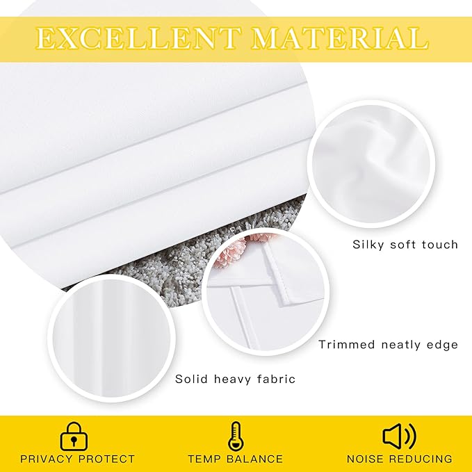 NICETOWN Sliding Door Curtain Window Treatment for Living Room, Energy Smart Thermal Insulated Extra Wide Solid Blackout Curtains/Drapes for Patio Door (Pure White, W80 x L84)