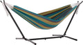 Vivere Brazilian Style Sunbrella Outdoor Double Hammock with Steel Stand, Lagoon