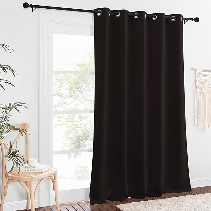 NICETOWN Blackout Curtain Drape for Bedroom - Light Reducing Thermal Insulated Solid Grommet Room Darkening Window Curtain 90 inches Long for Living Room (Toffee Brown, 1 Piece, W66 x L90)