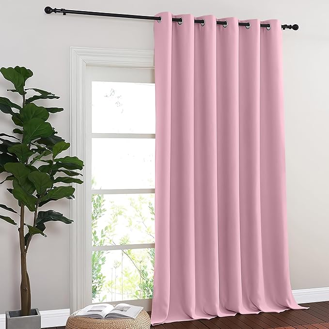 NICETOWN Rouge Pink Blackout Curtains for Bedroom 95 Inch Length - Thermal Insulated Room Darkening Privacy Grommet Window Drapes for Boys Room, Set of 1 Panel, 80 x 95 Inch