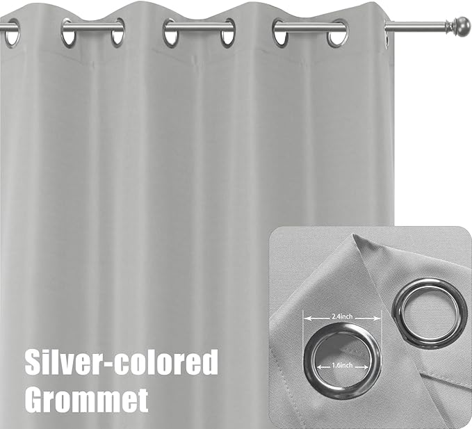 BONZER Waterproof Outdoor Curtains for Patio Porch Pergola Cabana Light Filtering Privacy Grommet Indoor Curtain Panels for Bedroom Living Room, 1 Panel, 84W x 108L inch, Silver