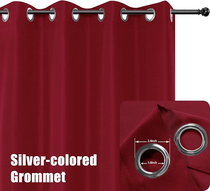 BONZER Outdoor Curtains for Patio Waterproof Thick Privacy Wide Grommet Light Filtering Outside Curtains for Porch Pergola Gazebo Deck, 1 Panel, 110W x 120L inch, Red