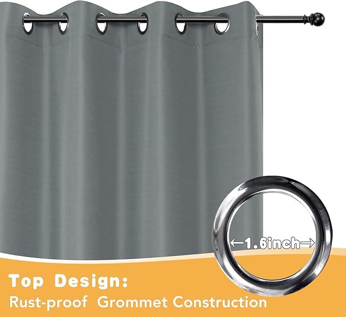 HolidayIdeas Extra Wide Outdoor Curtains for Patio Waterproof, 2 Panels - 110 x 84 Inch - Privacy & Light Filtering Curtains Grommet Outside Curtains for Porch, Gazebo, Pergola, Backyard (Grey)