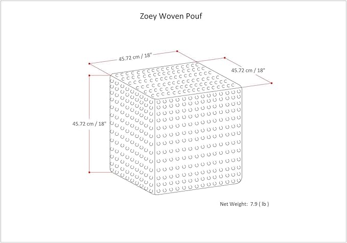 SIMPLIHOME Zoey Cube Pouf – 18 inch Wide Upholstered Wool and Cotton Ottoman in Multi-Color, Boho Woven Footstool or Extra Seating for Living Room, Bedroom, or Kids Room, Assembled