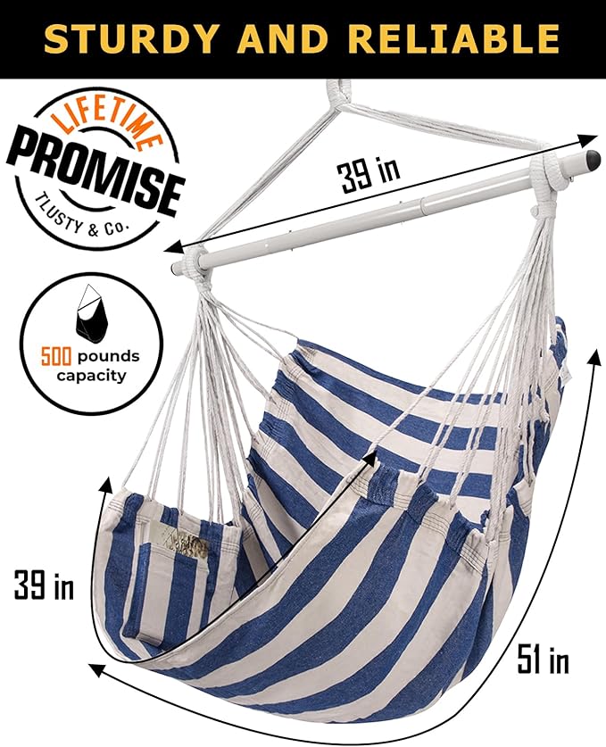 ADVOKAIR Hammock Chair Swing, Heavy-Duty Hanging Rope Swing Seat Supports 500 Lbs, Ideal for Outdoor Patio, Backyard, Porch, Deck & Indoor Bedroom Use
