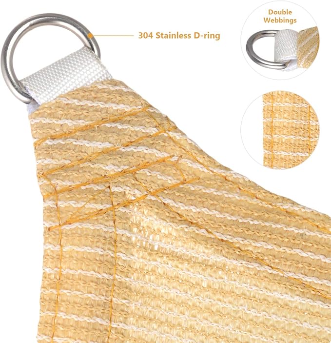 Eden's Decor Straight Flat-Edged Sun Shade Sail Rectangular 9' x 20' Beige UV-Blocking Outdoor Canopy Fabric Cloth Awning for Pergola Patio Garden Backyard Custom Size