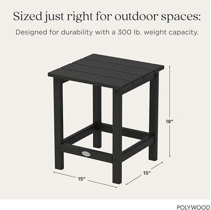 POLYWOOD Long Island 18" Side Table, Black