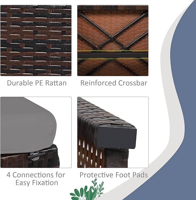 Tangkula 2 Pieces Patio Rattan Ottomans, All Weather Outdoor Footstool Footrest Seat with Soft Cushion, Hidden Zipper, High-Density Sponge, Wicker Ottoman Seat for Patio, Garden, Poolside