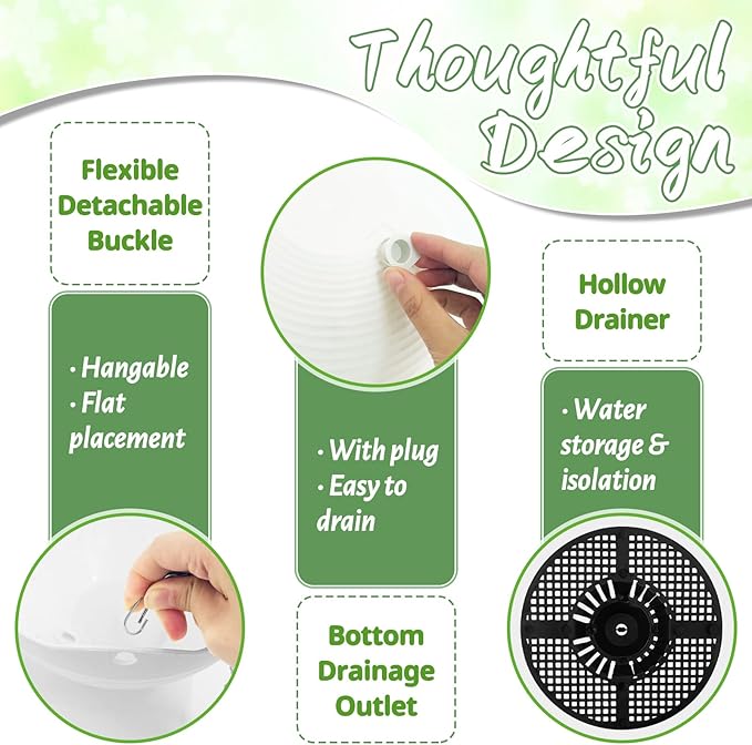 Bvrbaory 4 Pack 8 inch White Hanging Planters,Self-Watering Indoor Outdoor Plant Pots,Round Hanging Basket with Water Tray Metal Chain for Garden,Porch,Wall Decoration