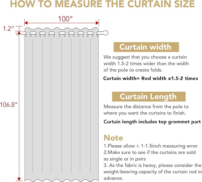 H.VERSAILTEX Linen Blackout Curtains Durable Thick Textured Linen Look 100% Blackout Patio Door Curtain Anti Rust Grommet Extra Wide Sliding Door Curtain Panel, Natural，W100 x L108 inch
