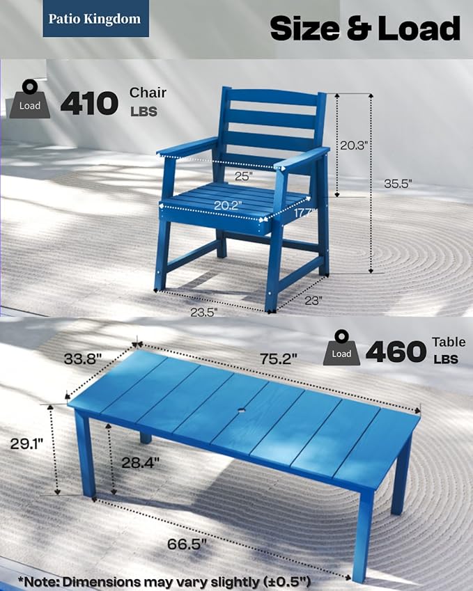 5-Piece White Outdoor Dining Set for 4, 75.2'' HDPE Table with Umbrella Hole & Chairs, Weather-Resistant Patio Furniture for Garden, Lawn, or Poolside
