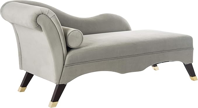 Safavieh Home Collection Caiden Grey Velvet Chaise with Pillow