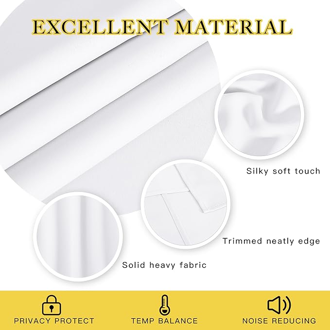 NICETOWN White Room Darkening Curtain 84 inches Long - Grommet Window Treatment Thermal Curtain Sound Reducing Light Blocking Drape for Bedroom/Living Room (1 Panel, W66 x L84)