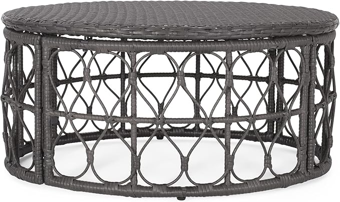 Bruce Outdoor Coffee Table - Wicker - Gray