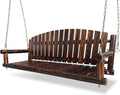 5FT Rustic Log Wooden Porch Swing, Heavy-Duty 900 LBS, Outdoor Hanging Bench for Patio, Garden, Yard – Solid Fir Wood, Handcrafted, Weather-Resistant Finish (Rustic, 5-feet)