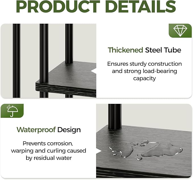Bamworld Tall Plant Stand Indoor, 6 Tier Metal Plant Shelf for Multiple Plants, Tiered Flower Pot Stands for Patio Garden Balcony Living Room Bedroom, Black